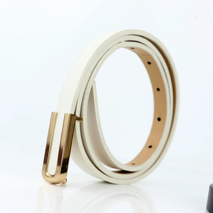 Cinto Feminino Fino de Couro Branco