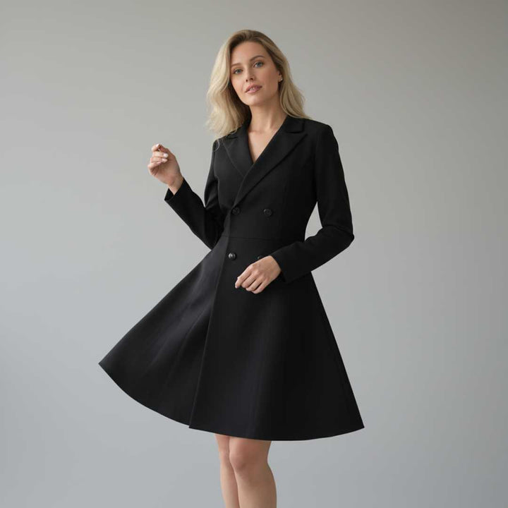 Vestido Tipo Blazer Manga Longa Preto