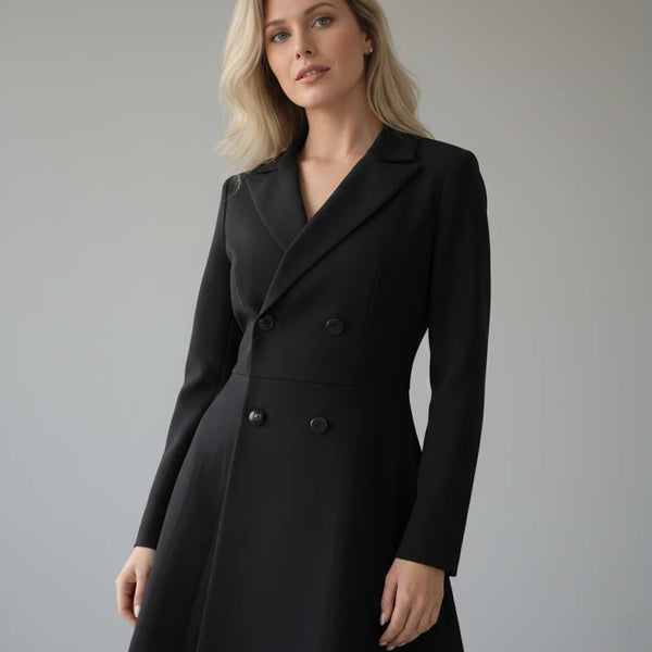 Vestido Tipo Blazer Manga Longa Mariana Preto