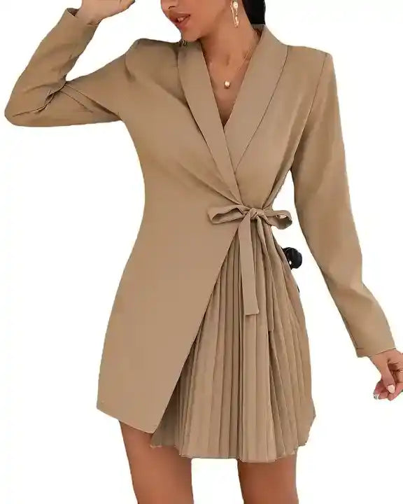 Vestido Blazer Curto Plissado