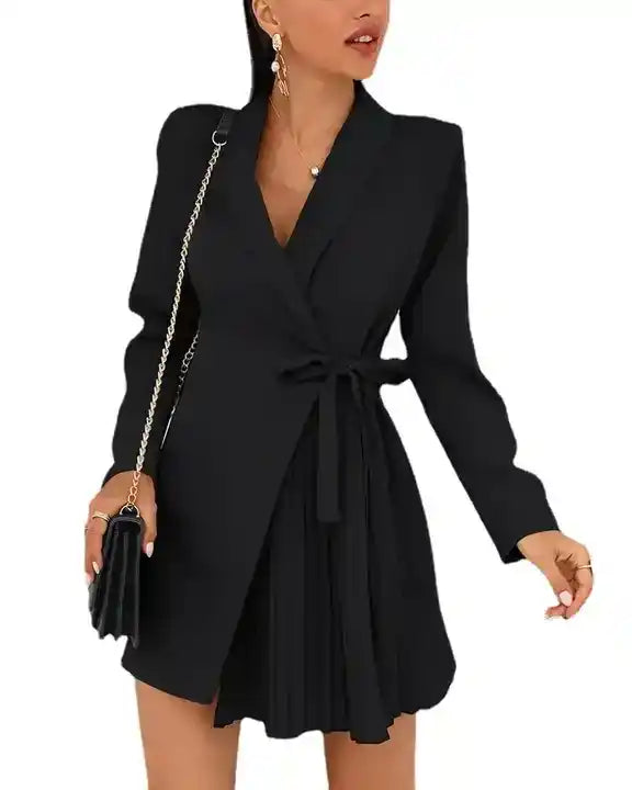 Vestido Blazer Curto Plissado