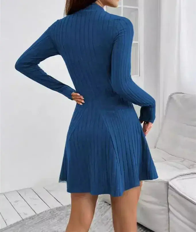 Vestido Canelado Manga Longa