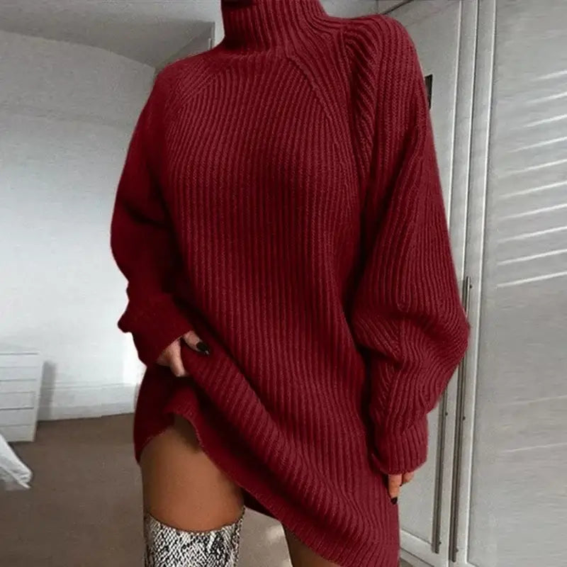 Vestido de Tricot Gola Alta