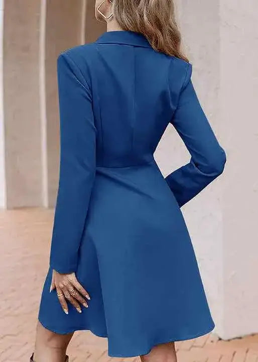 Vestido Tipo Blazer Manga Longa Mariana Azul