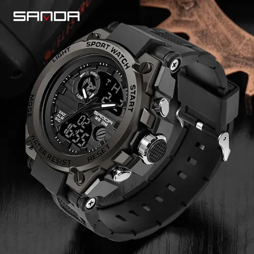 Relógio de Pulso Masculino - Sanda Strong Shock Original - Preto