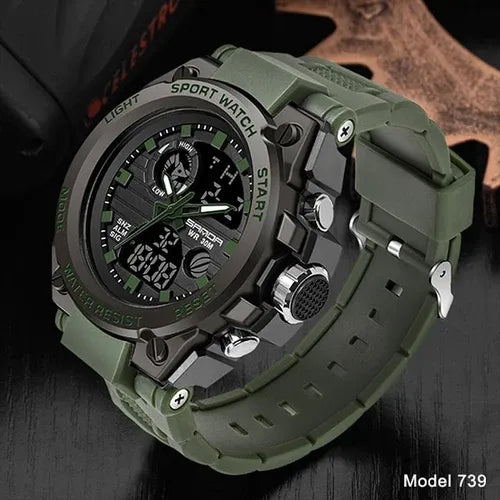 Relógio de Pulso Masculino - Sanda Strong Shock Original - Verde Militar