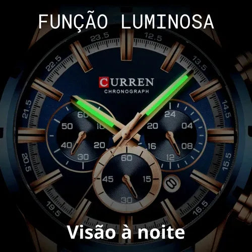 Relógio de Pulso Masculino de Quartzo Curren Cronógrafo Original - Função luminosa 